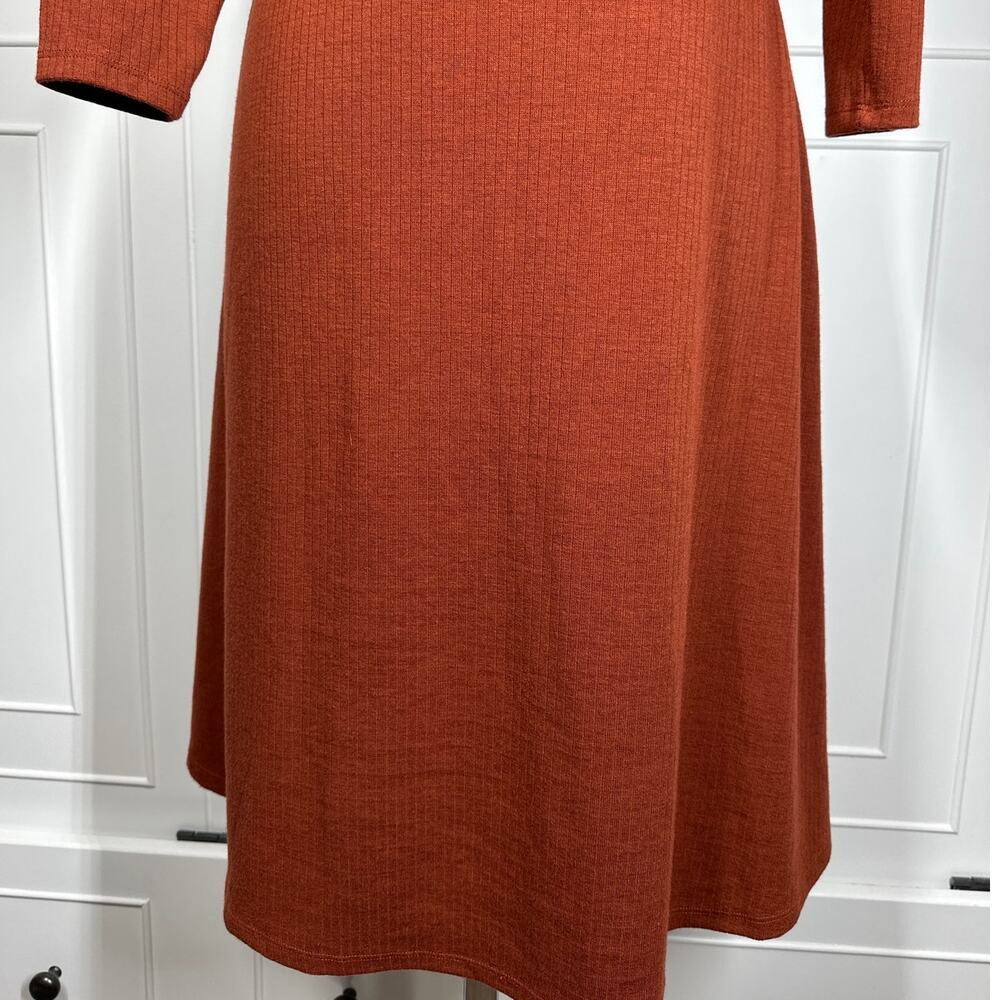 Soft Surroundings Damaria Wrap Midi Dress Rust Size L Comfy Minimalist Stretch - Picture 10 of 13